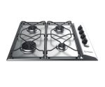 Indesit PAA 642 IX/I WE piano cottura Nero, Acciaio inossidabile Da incasso 58 cm Gas 4 Fornello(i)